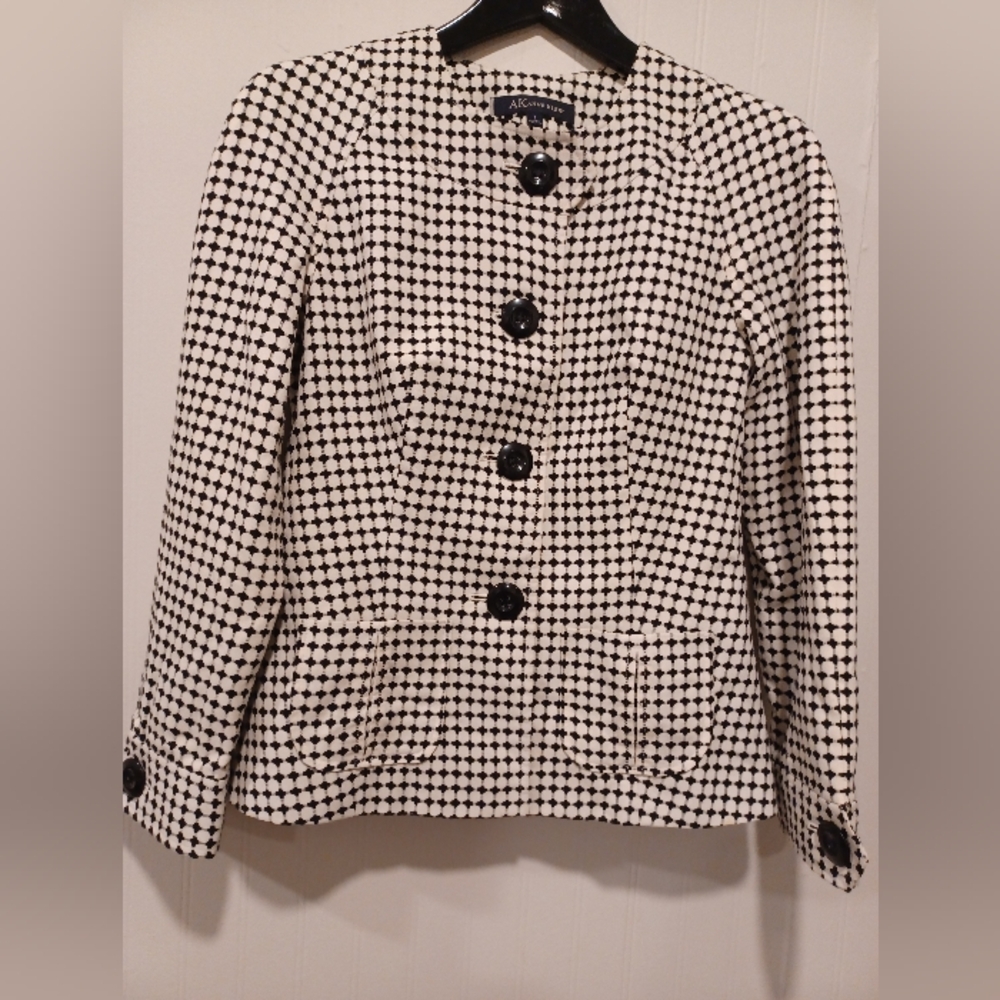 Anne Klein Black and White Checkered Blazer